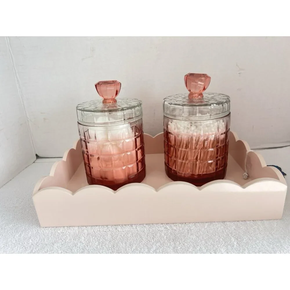 Pink Ombre Glass Vanity Jar 6.5